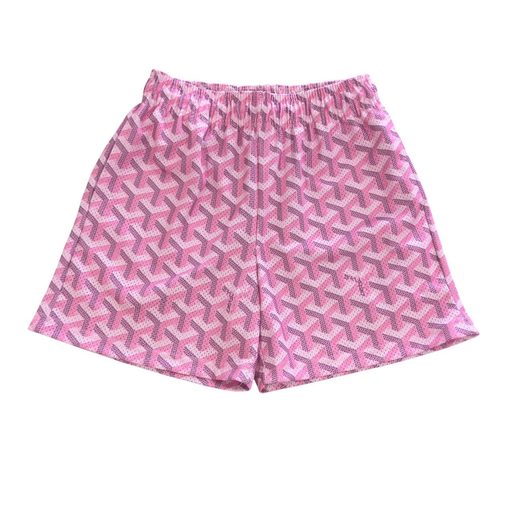 Bravest Studios Mens Sz Medium Pink Geometric Mesh Basketball 5" Monogram Shorts
